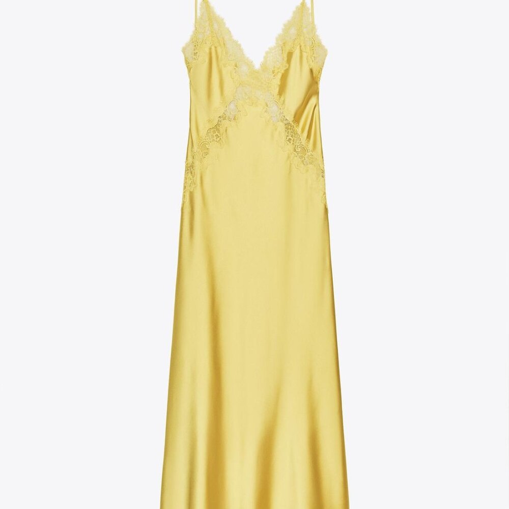 Zara Satin Yellow  Dress